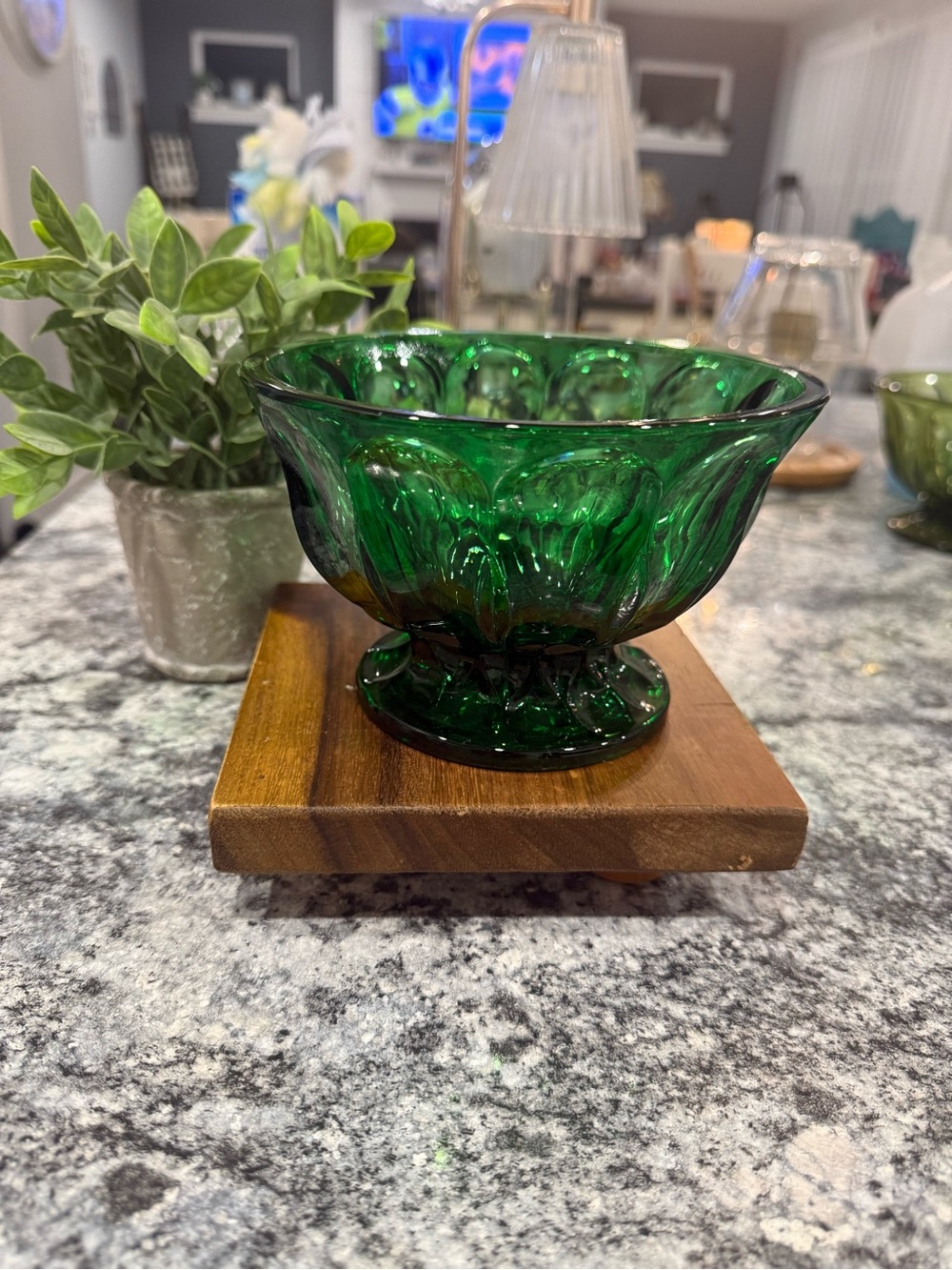 Vintage Anchor Hocking footed glass bowl